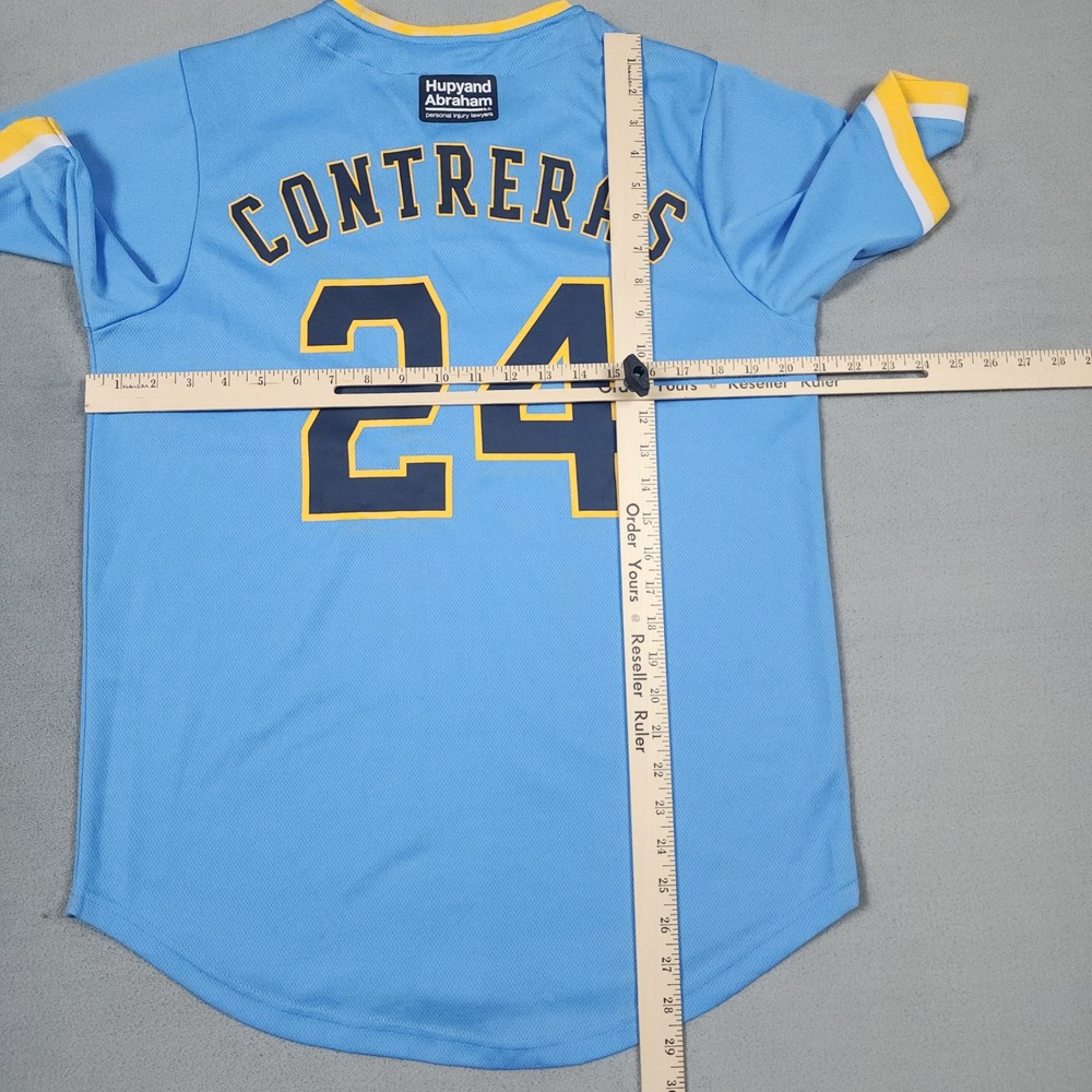 Milwaukee Brewers William Contreras #24 Jersey Mens M Blue City Connect SGA MLB - Picture 7 of 10